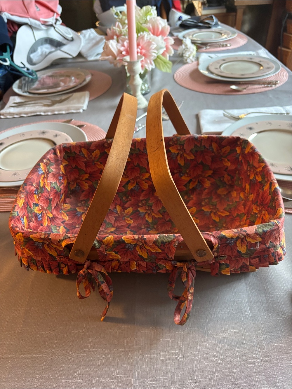 Longaberger 1991 Shades of Autumn Basket with Wooden Handles